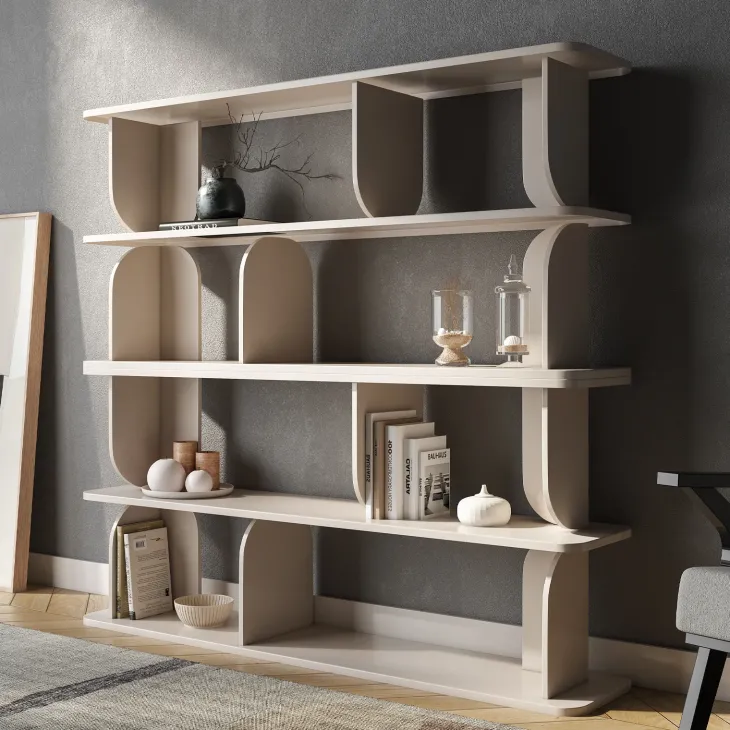 Libreria 160x156h cm moderna soggiorno cashmere Bukly