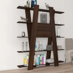 Libreria 150x194h cm moderna soggiorno rovere scuro Cosmo
