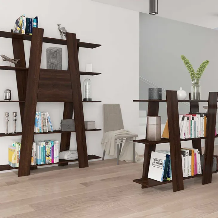 Libreria 150x194h cm moderna soggiorno rovere scuro Cosmo