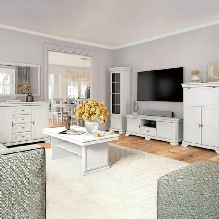 Libreria 68x193h cm 5 ripiani shabby bianco frassinato Kelly