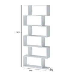 Libreria 80x191h cm ufficio moderna bianco opaco Carry