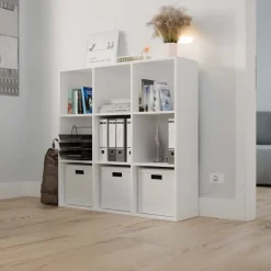 Libreria 111x111h cm 9 vani a giorno bianco Giove