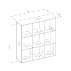 Libreria 111x111h cm 9 vani a giorno bianco Giove