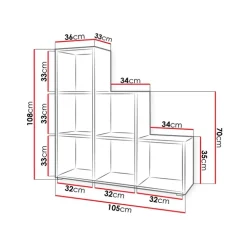 Libreria 105x108h cm 6 vani a giorno moderna bianco Reading
