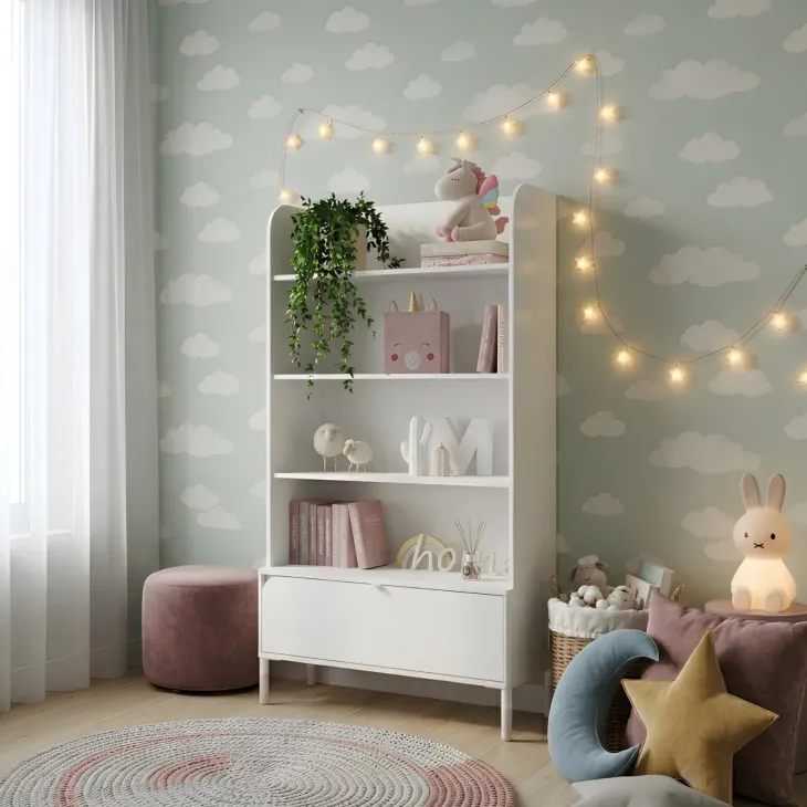 Libreria 89x159h cm 4 vani a vista 1 cassetto beige cashmere Rita