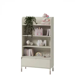Libreria 89x159h cm 4 vani a vista 1 cassetto beige cashmere Rita
