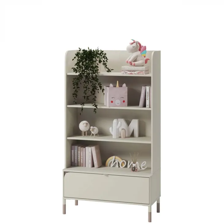 Libreria 89x159h cm 4 vani a vista 1 cassetto beige cashmere Rita