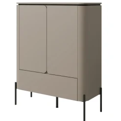 Madia alta moderna 98x124h cm 2 ante 1 cassetto tortora Carty