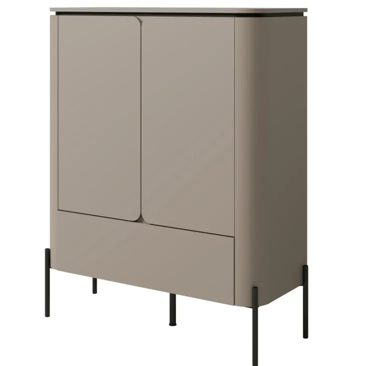 Madia alta moderna 98x124h cm 2 ante 1 cassetto tortora Carty
