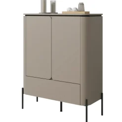 Madia alta moderna 98x124h cm 2 ante 1 cassetto tortora Carty