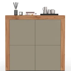 Madia alta moderna 140x130h cm tortora rovere Block
