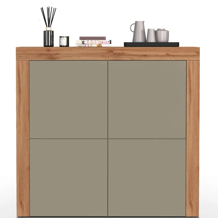 Madia alta moderna 140x130h cm tortora rovere Block
