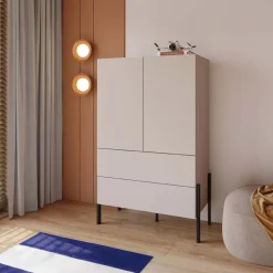 Madia alta 90x150h cm 2 ante 4 cassetti beige cashmere Simple