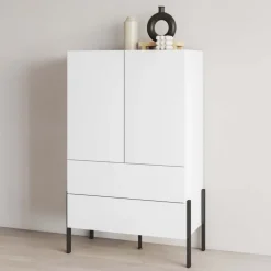 Madia alta 90x150h cm 2 ante 4 cassetti bianco Simple