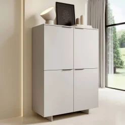 Madia alta 100x145h cm 4 ante soggiorno beige cashmere Stone
