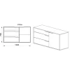 Madia moderna 120x71h cm 1 anta 3 cassetti rovere bianco Misty