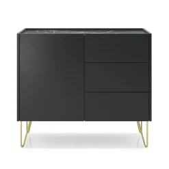 Madia moderna 97x83h cm 1 anta 3 cassetti moderna grafite frassinato effetto marmo Sirena