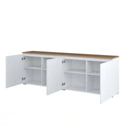 Madia moderna 200x68h cm 4 ante bianco rovere Ischia