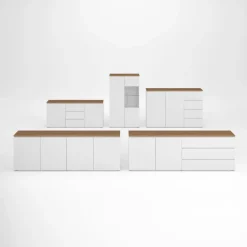 Madia moderna 200x68h cm 4 ante bianco rovere Ischia