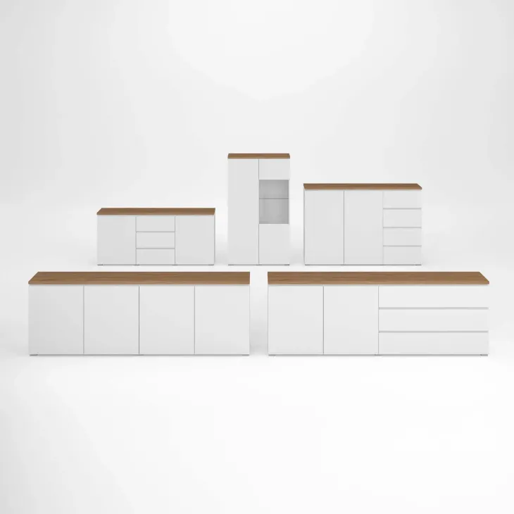 Madia moderna 200x68h cm 4 ante bianco rovere Ischia