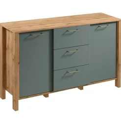 Madia moderna 138x81h cm 2 ante 3 cassetti rovere verde Leave