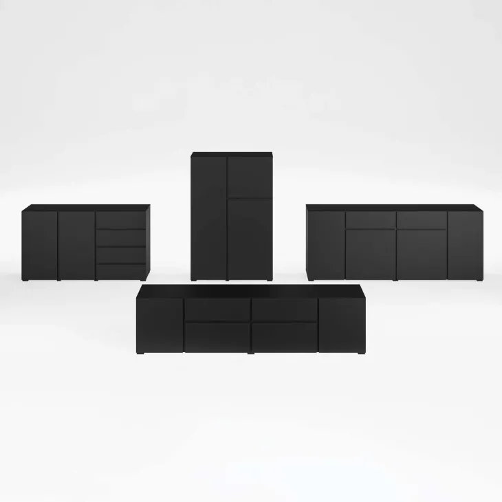 Madia moderna 138x78h cm 2 ante 4 cassetti nero Edge