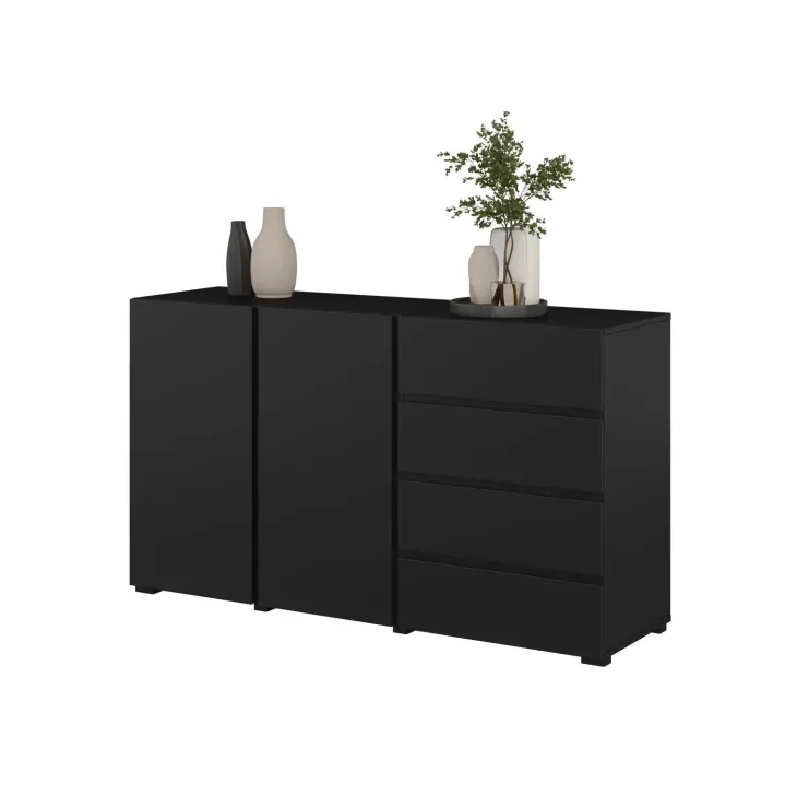 Madia moderna 138x78h cm 2 ante 4 cassetti nero Edge