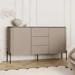 Madia moderna 163x95h cm 2 ante 3 cassetti tortora Carty