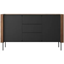 Madia moderna 142x83h cm 2 ante 3 cassetti noce nero Wrappy