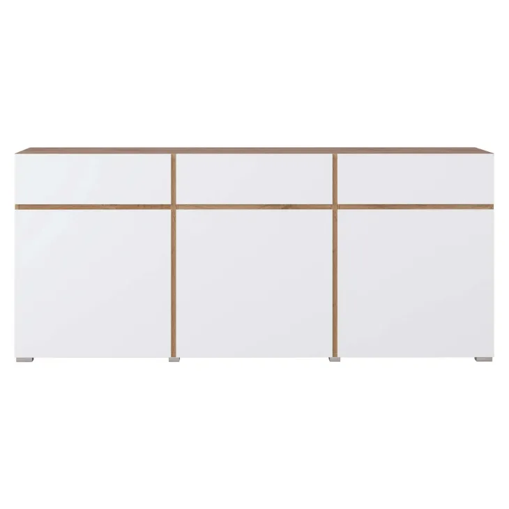 Madia moderna 180x78h cm 3 ante 3 cassetti bianco rovere Lolla