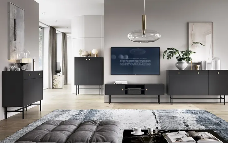 Madia moderna 105x90h cm 2 ante moderna nero Eterna