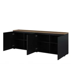 Madia moderna 200x68h cm 4 ante nero rovere Ischia