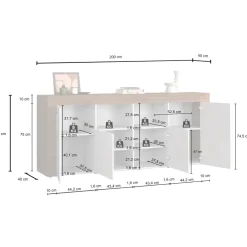 Madia moderna 200x85h cm antracite rovere Block