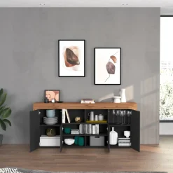 Madia moderna 200x85h cm antracite rovere Block