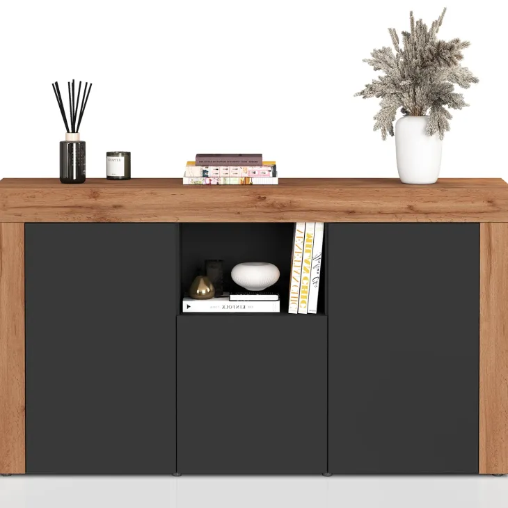 Madia moderna 155x85h cm antracite rovere Block