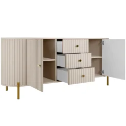 Madia moderna 178x79h cm cannettato 2 ante 3 cassetti beige cashmere Zurik