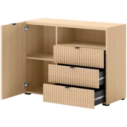 Madia moderna 106x80h cm cannettato 3 cassetti rovere Sally