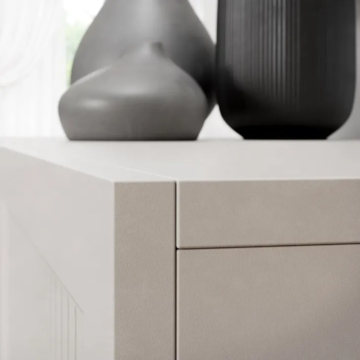 Madia moderna 150x92h cm cannettato 2 ante 4 cassetti beige cashmere Rolly