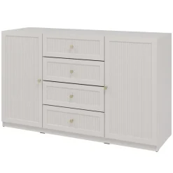 Madia moderna 150x92h cm cannettato 2 ante 4 cassetti beige cashmere Rolly