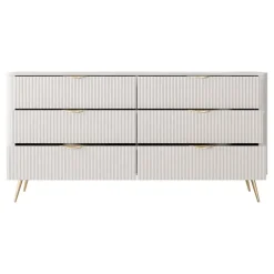 Madia moderna 163x81h cm 6 cassetti moderna beige cannettato Ramis