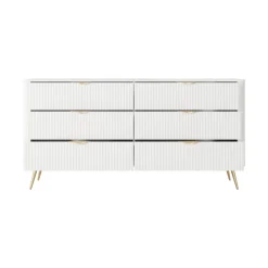 Madia moderna 163x81h cm 6 cassetti moderna bianco opaco cannettato Ramis