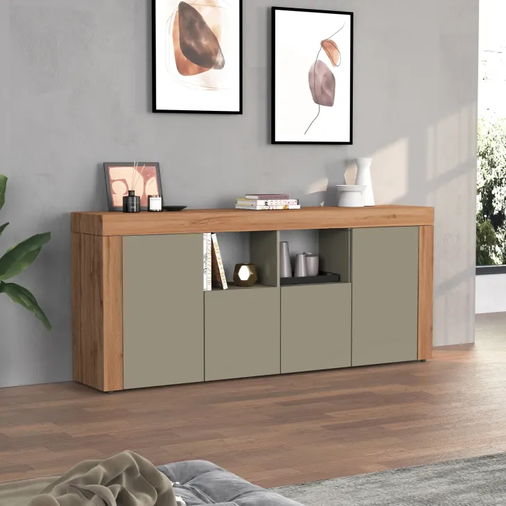 Madia moderna 200x85h cm tortora rovere Block