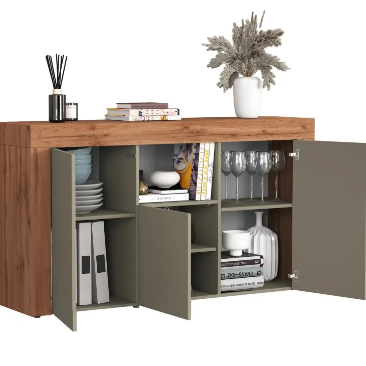 Madia moderna 155x85h cm tortora rovere Block