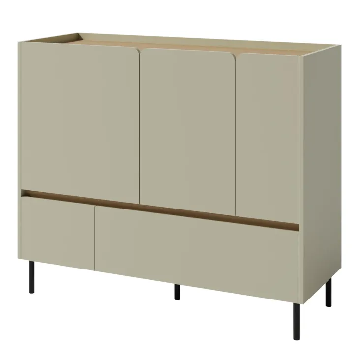 Madia soggiorno 120x105h cm 3 ante 2 cassetti verde rovere chiaro Linfa