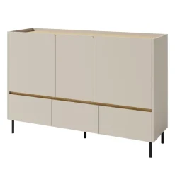 Madia soggiorno 150x105h cm 3 ante 3 cassetti beige cashmere rovere chiaro Linfa