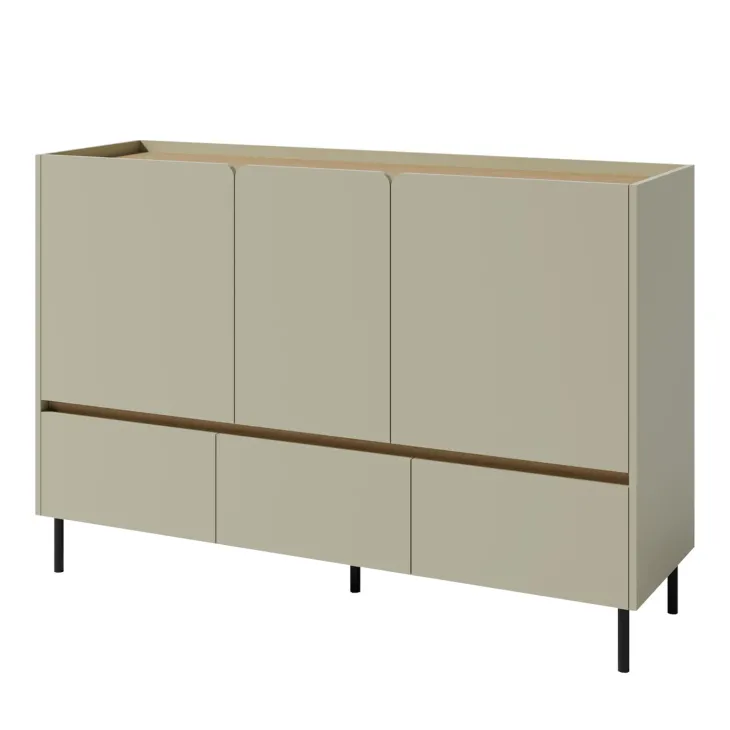 Madia soggiorno 150x105h cm 3 ante 3 cassetti verde rovere chiaro Linfa