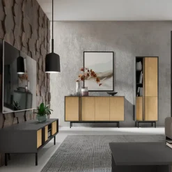 Madia 163x87 cm 4 ante antracite rovere Essenzia