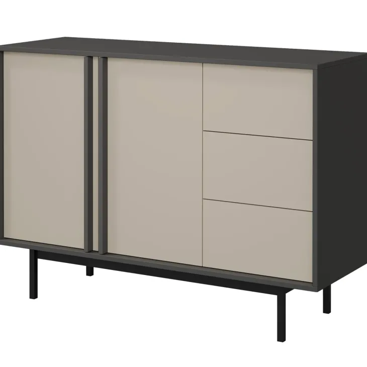 Madia 123x87 cm 2 ante 3 cassetti antracite beige Essenzia