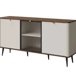 Madia 160x82 cm 3 ante con anta vetrata beige cashmere noce Arden