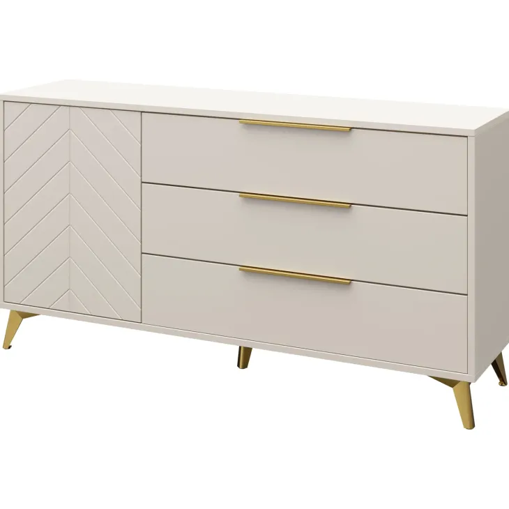 Madia 154x80h cm 1 anta 6 cassetti beige con frontali serigrafati Miriam